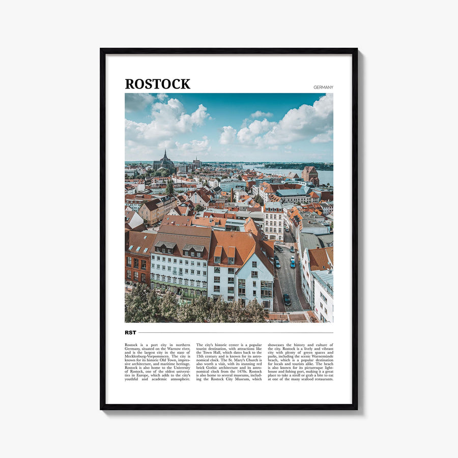 Rostock colorful travel poster of Germany – vertical wall art, unframed print shown in interior mockup