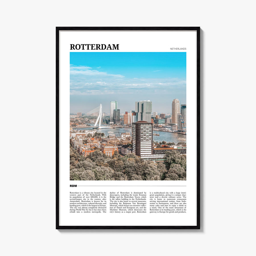 Rotterdam colorful travel poster of Netherlands – vertical wall art, unframed print shown in interior mockup