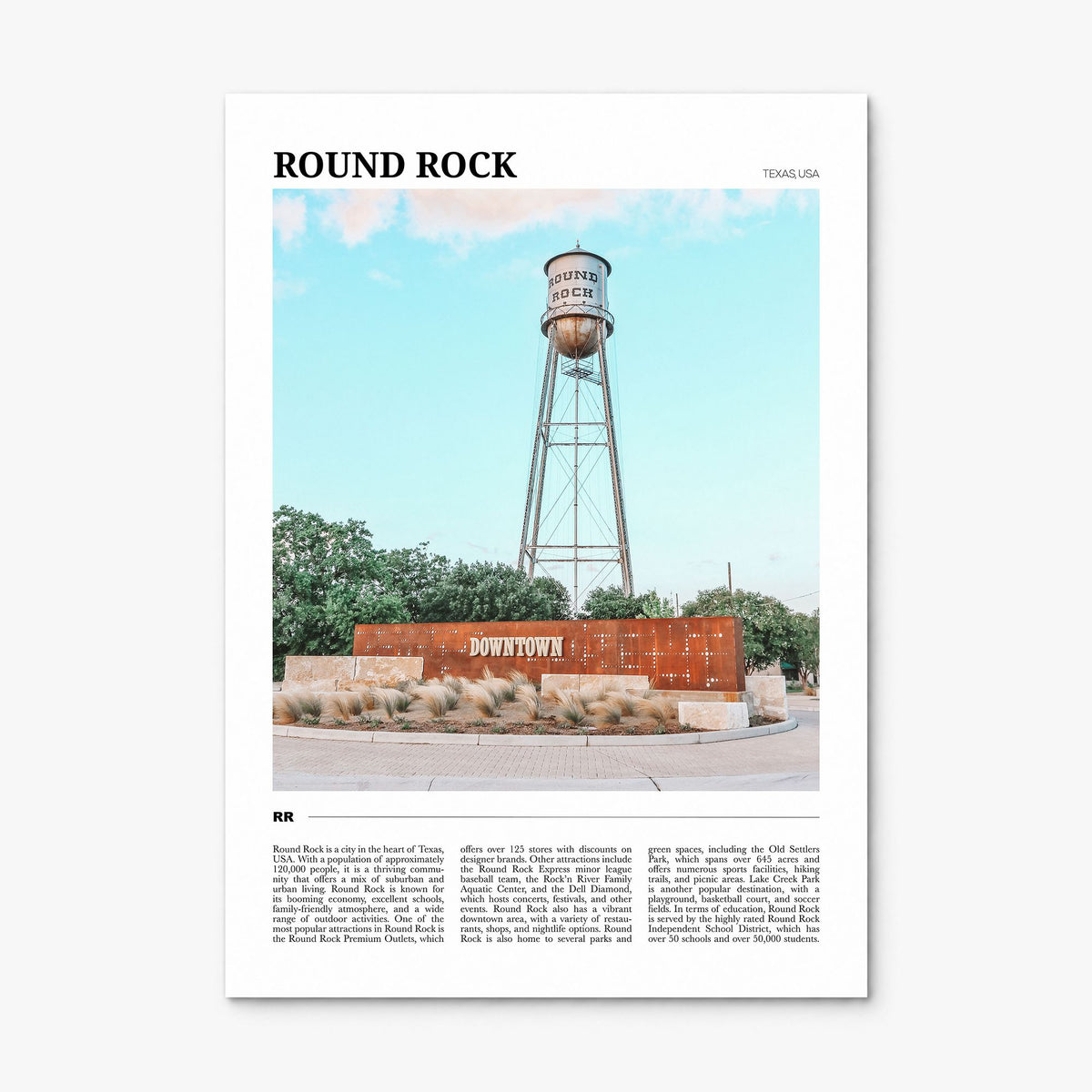 Round Rock Travel Poster, print only (unframed)
