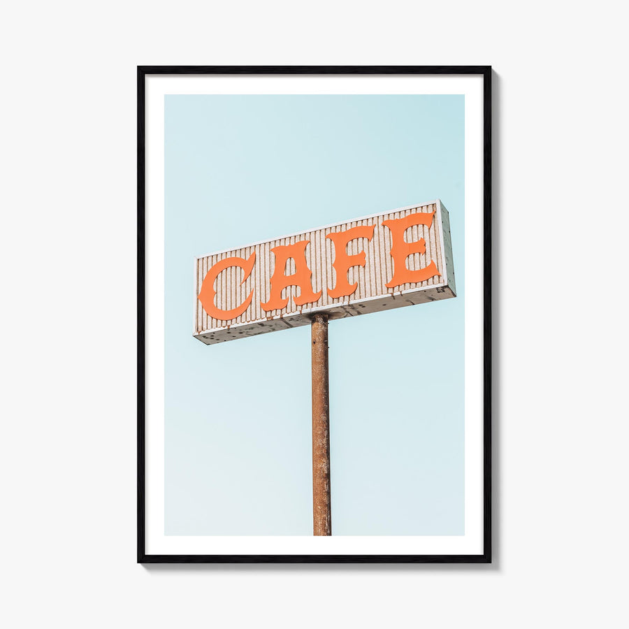 Route 66 Cafe colorful photo poster – vertical wall art, unframed print shown in interior mockup