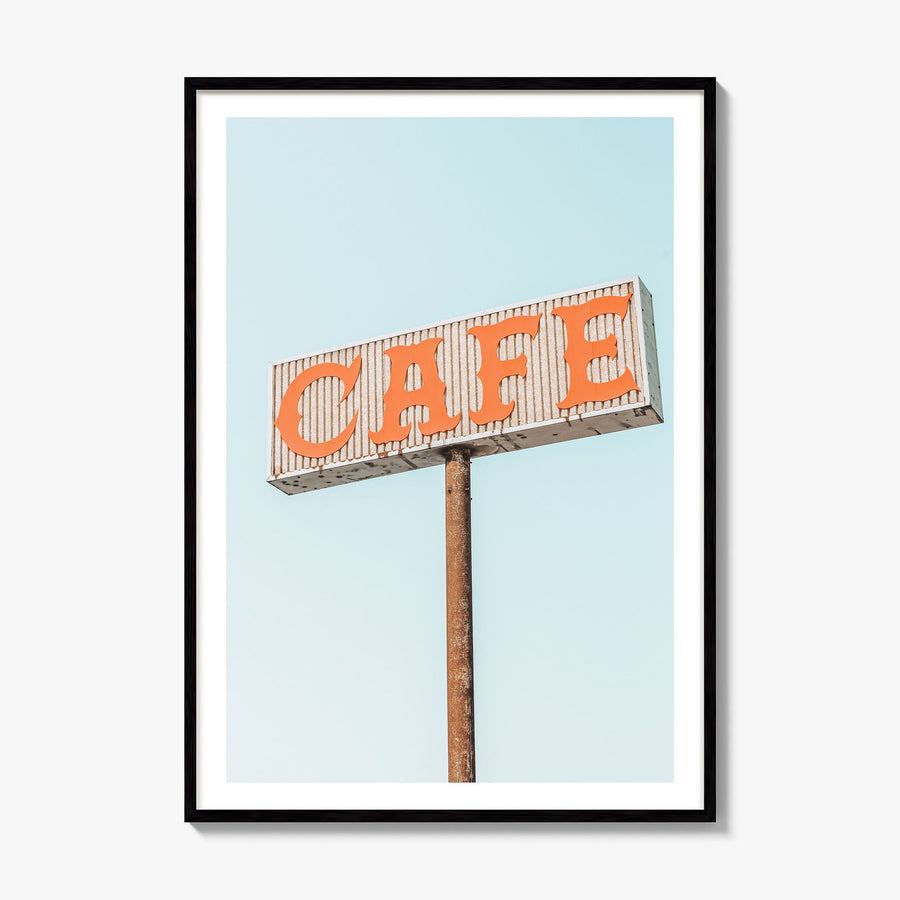Route 66 Cafe Photo Poster, framed poster mockup, white border