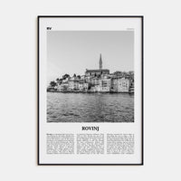 Rovinj Poster Black Metal / 8x12 in Nbourhood Travel B&W Poster