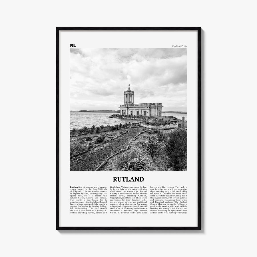 Rutland black & white newspaper poster of Vermont, USA – vertical wall art, unframed print shown in interior mockup