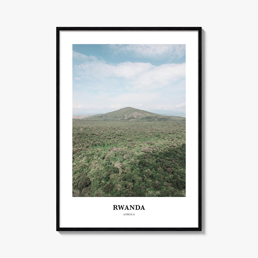 Rwanda colorful classic poster of Africa – vertical wall art, unframed print shown in interior mockup