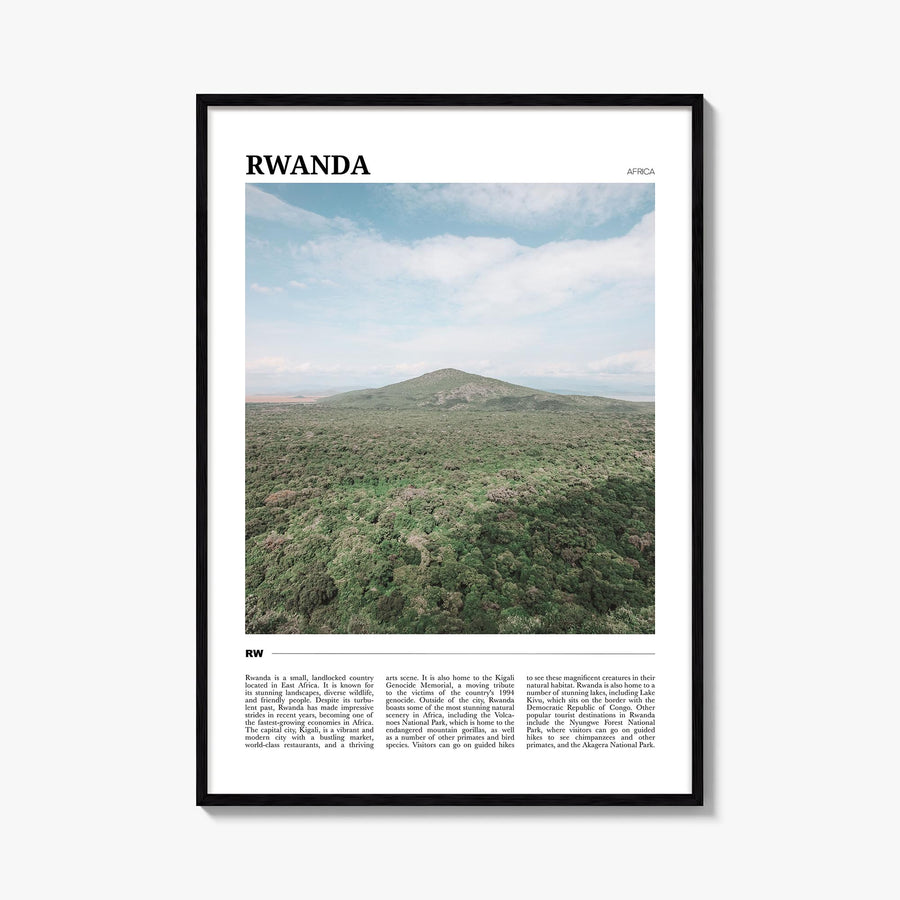 Rwanda colorful travel poster of Africa – vertical wall art, unframed print shown in interior mockup