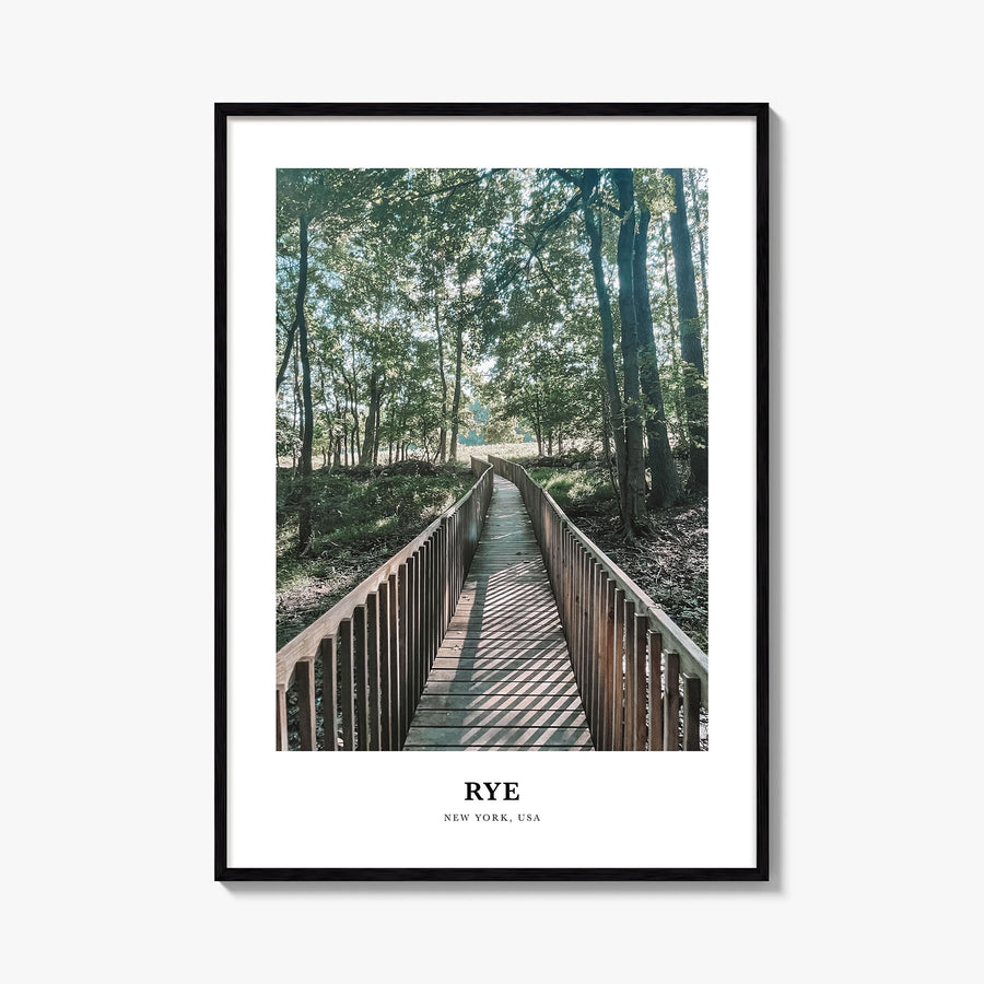 Rye colorful classic poster of New York, USA – vertical wall art, unframed print shown in interior mockup