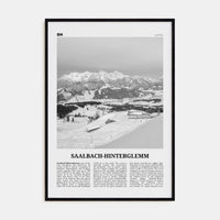 Saalbach-Hinterglemm Poster Black Wood / 8x12 in Nbourhood Travel B&W Poster