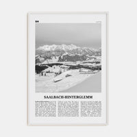 Saalbach-Hinterglemm Poster White Wood / 8x12 in Nbourhood Travel B&W Poster