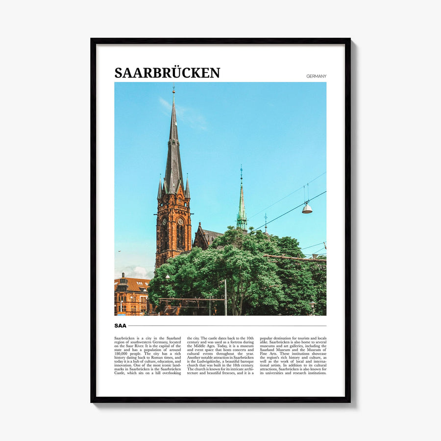 Saarbrücken Travel Poster, framed poster mockup