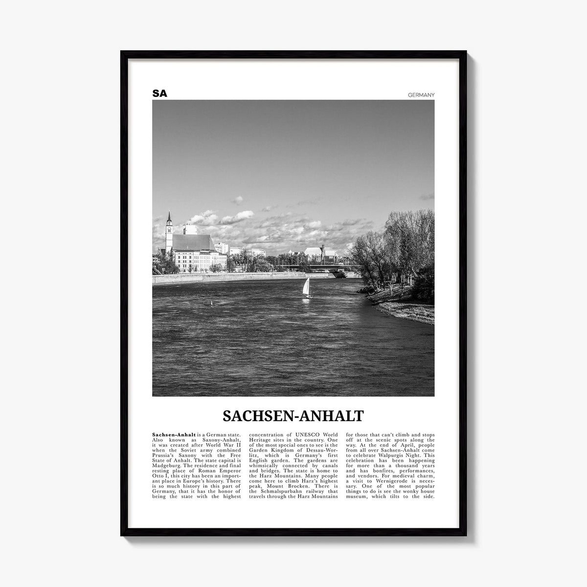 Sachsen-Anhalt Newspaper Poster, framed poster mockup