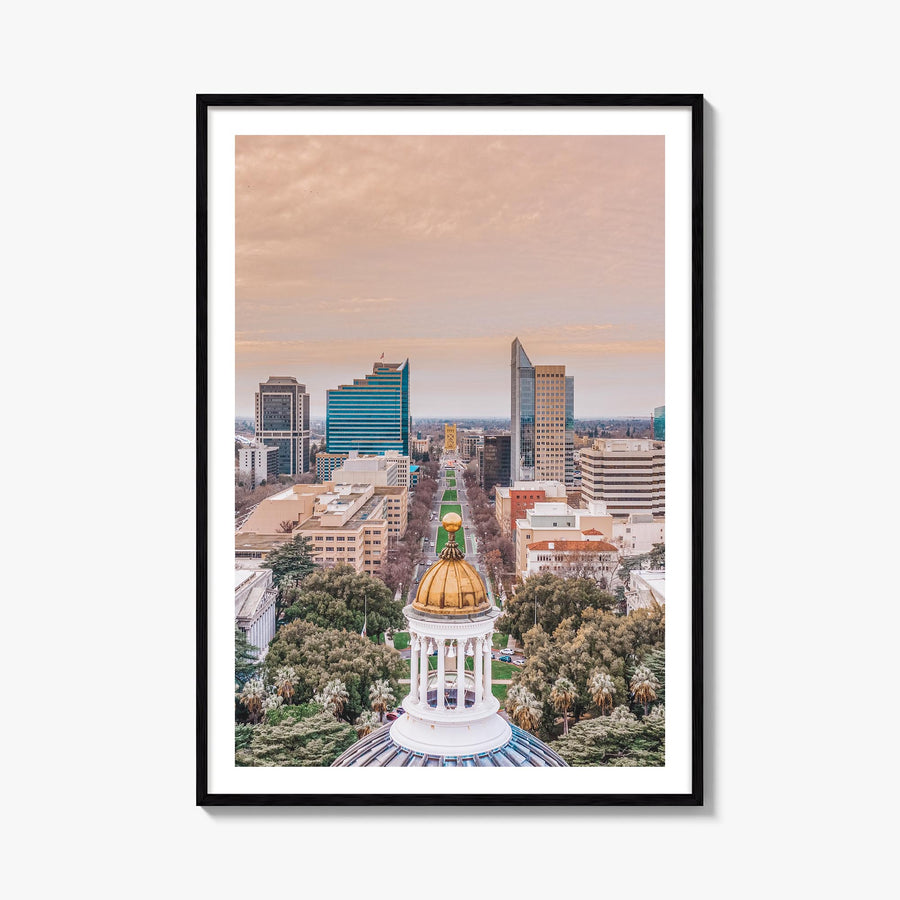 Sacramento no. 1 colorful photo poster of California, USA – vertical wall art, unframed print shown in interior mockup