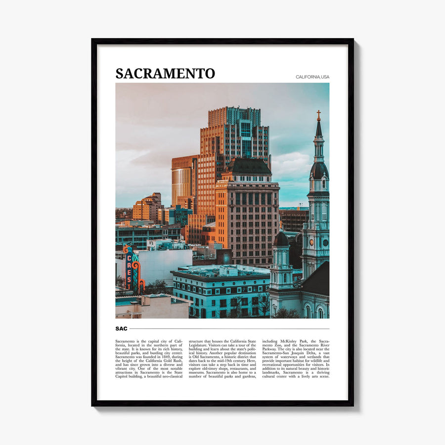 Sacramento Travel Poster, framed poster mockup