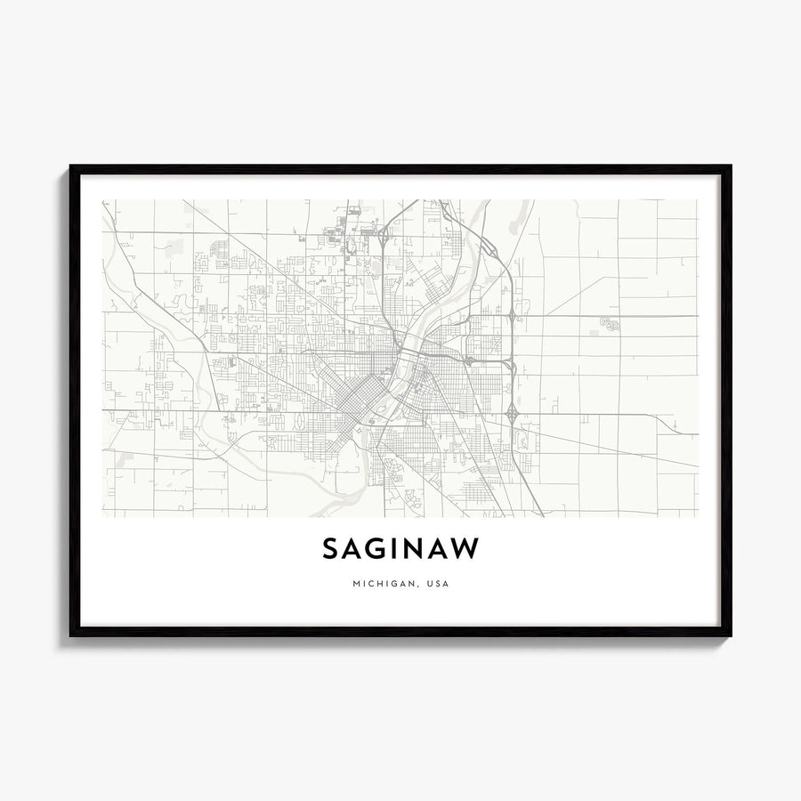 Saginaw Map Poster, framed poster mockup