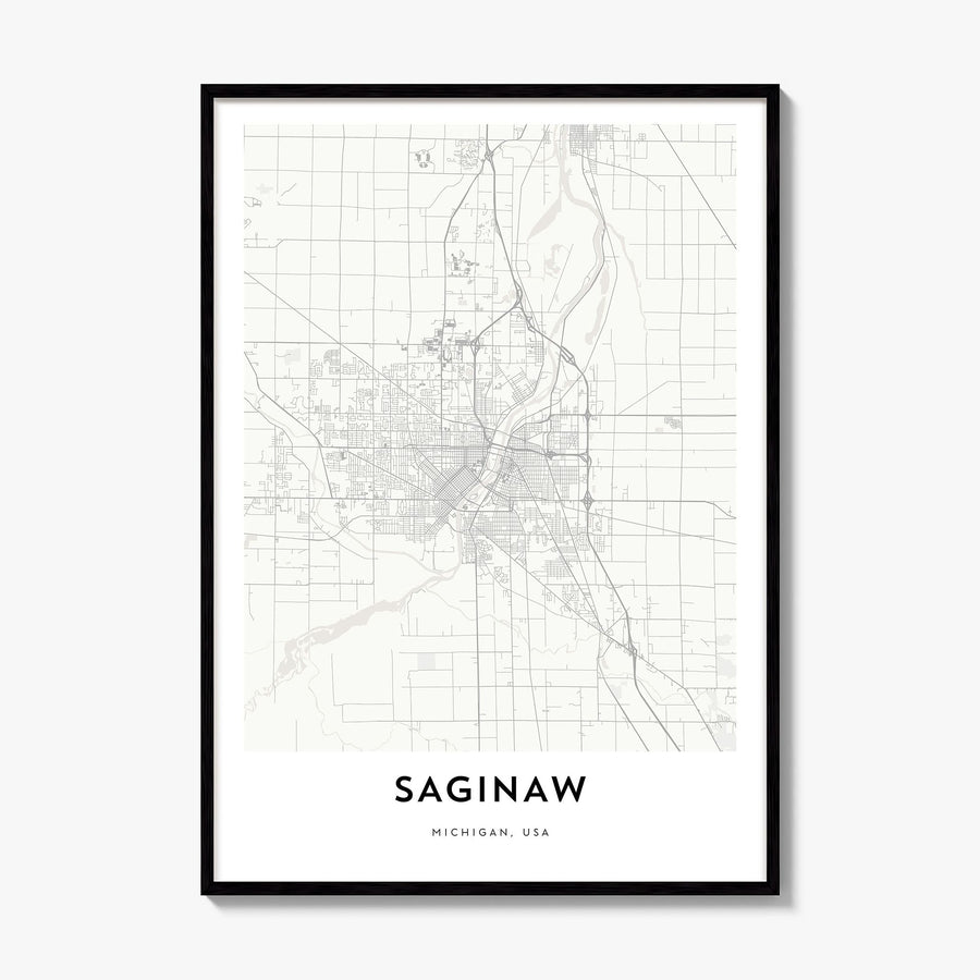 Saginaw Map Poster, framed poster mockup
