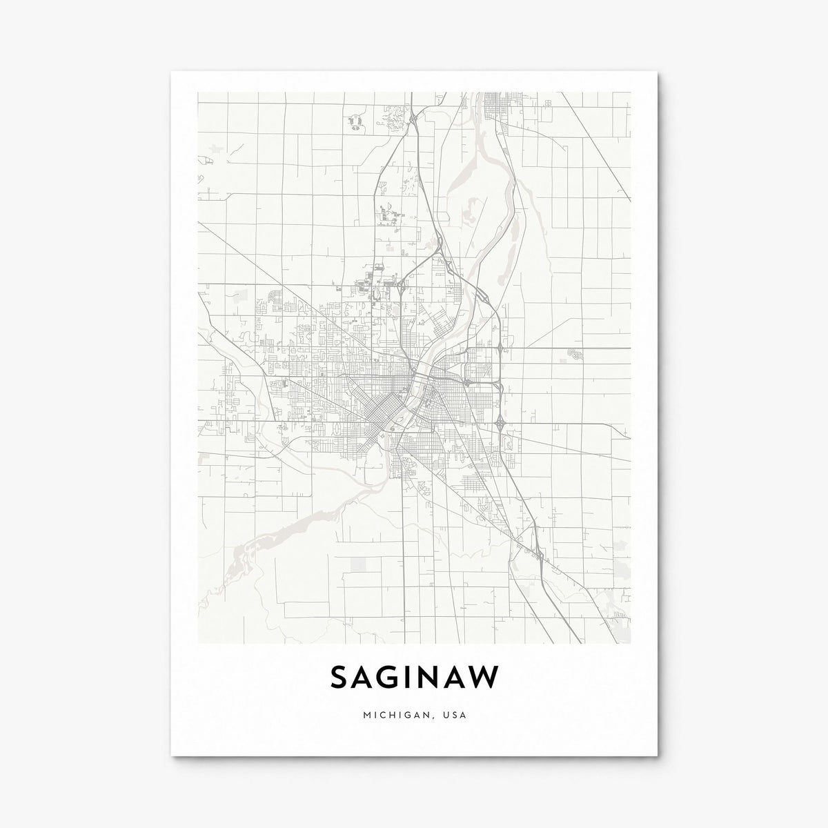 Saginaw Map Poster, print only (unframed)