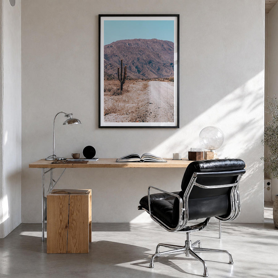 Saguaro National Park no. 3 colorful photo poster of Arizona, USA – vertical wall art in black wood frame with white border, 