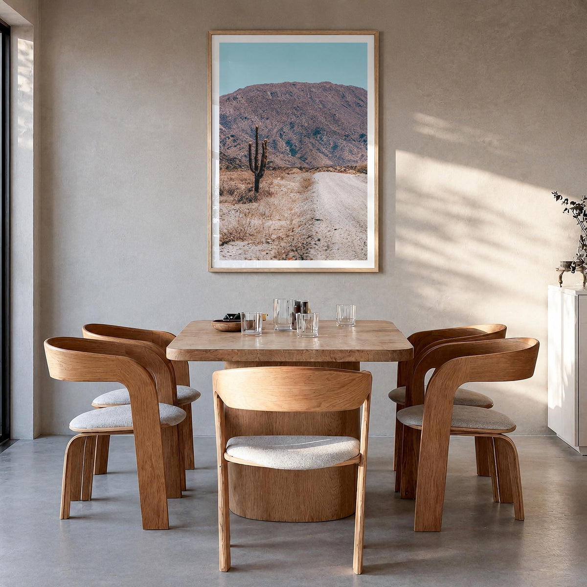 Saguaro National Park no. 3 colorful photo poster of Arizona, USA – vertical wall art in natural wood frame with white border