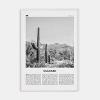 Saguaro National Park Poster White Wood / 8x12 in Nbourhood Travel B&W Poster