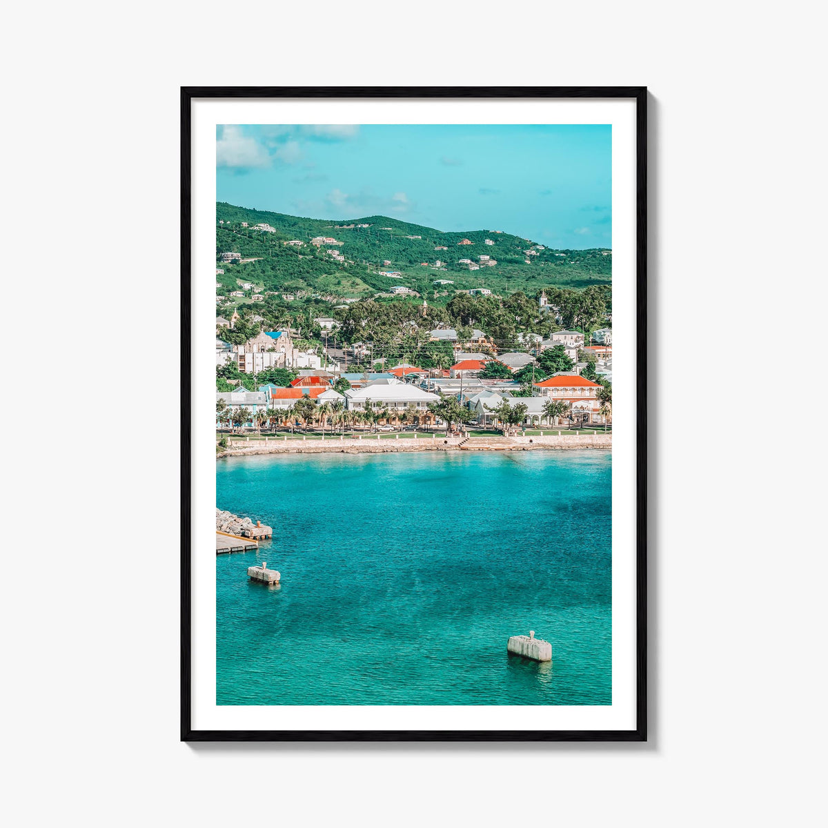 Saint Croix colorful photo poster of United States Virgin Islands – vertical wall art, unframed print shown in interior mocku