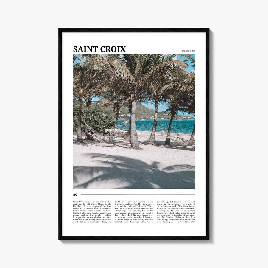 Saint Croix colorful travel poster of United States Virgin Islands – vertical wall art, unframed print shown in interior mock