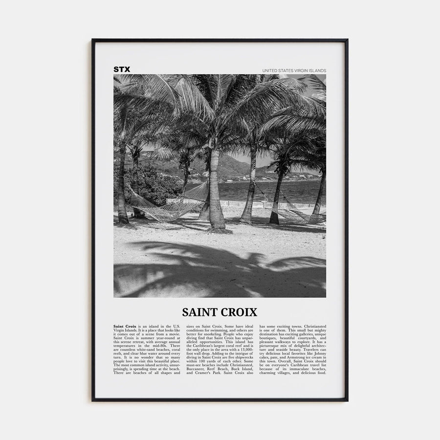 Saint Croix Poster Black Metal / 8x12 in Nbourhood Travel B&W Poster