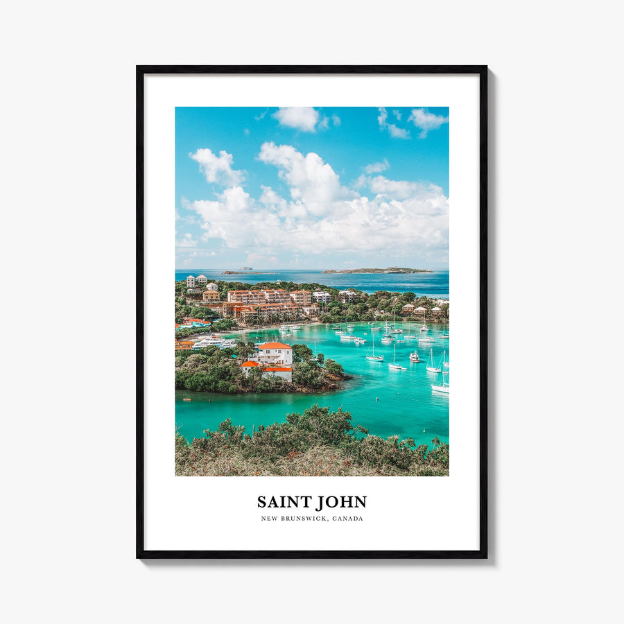 Saint John colorful classic poster of United States Virgin Islands – vertical wall art, unframed print shown in interior mock