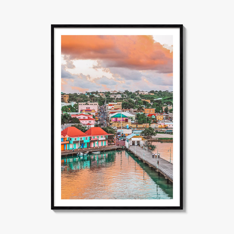Saint John colorful photo poster of United States Virgin Islands – vertical wall art, unframed print shown in interior mockup
