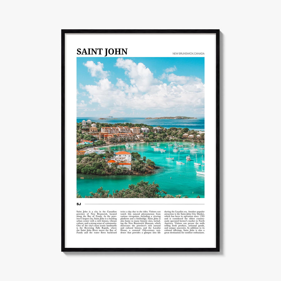 Saint John colorful travel poster of United States Virgin Islands – vertical wall art, unframed print shown in interior mocku