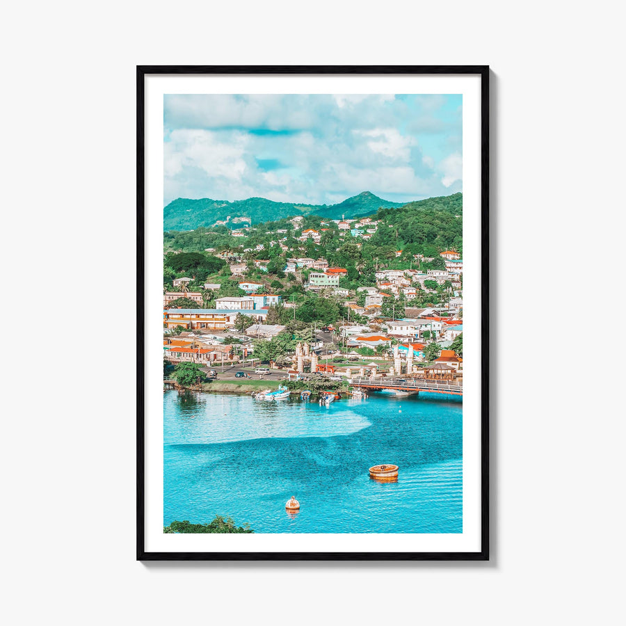 Saint Lucia colorful photo poster of Caribbean – vertical wall art, unframed print shown in interior mockup