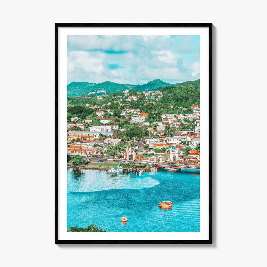 Saint Lucia Photo Poster, framed poster mockup, white border