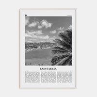 Saint Lucia Poster White Wood / 8x12 in Nbourhood Travel B&W Poster