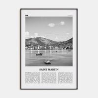 Saint Martin Poster Black Metal / 8x12 in Nbourhood Travel B&W Poster