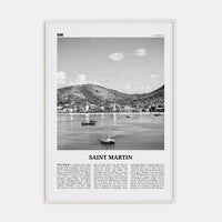 Saint Martin Poster White Wood / 8x12 in Nbourhood Travel B&W Poster