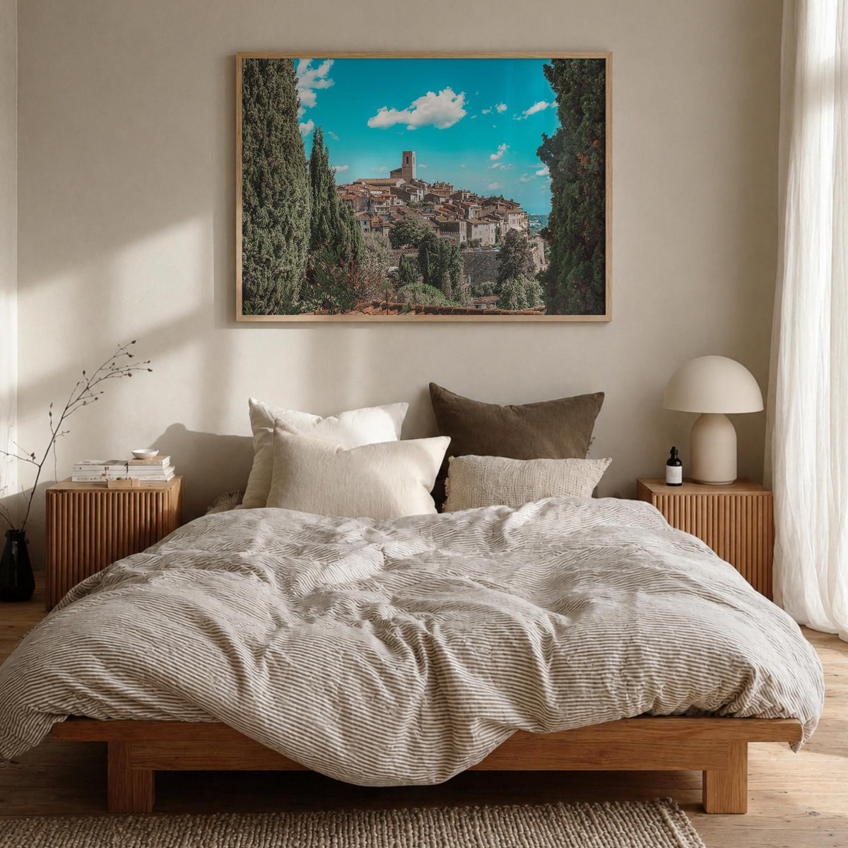 Saint Paul colorful photo poster of Minnesota, USA – horizontal wall art in natural wood frame, hanging on wall