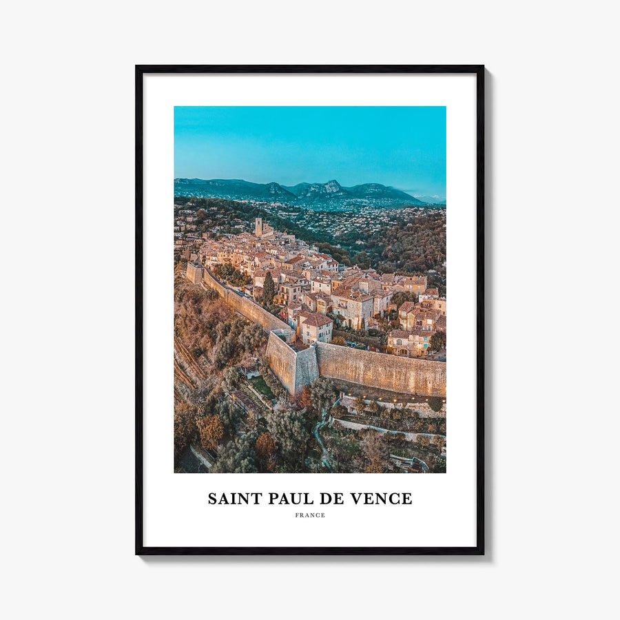 Saint-Paul-de-Vence colorful classic poster of France – vertical wall art, unframed print shown in interior mockup