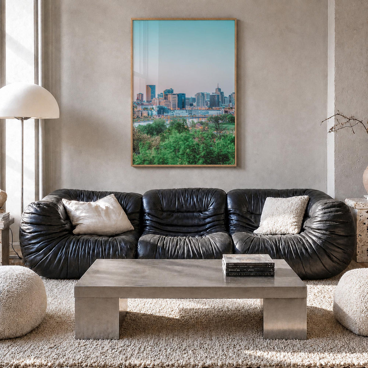 Saint Paul no. 1 colorful photo poster of Minnesota, USA – vertical wall art in natural wood frame, hanging on wall