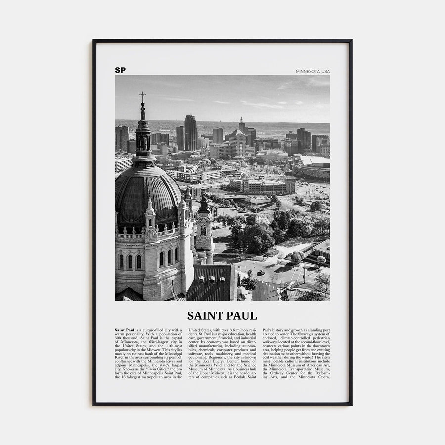 Saint Paul Poster Black Metal / 8x12 in Nbourhood Travel B&W Poster