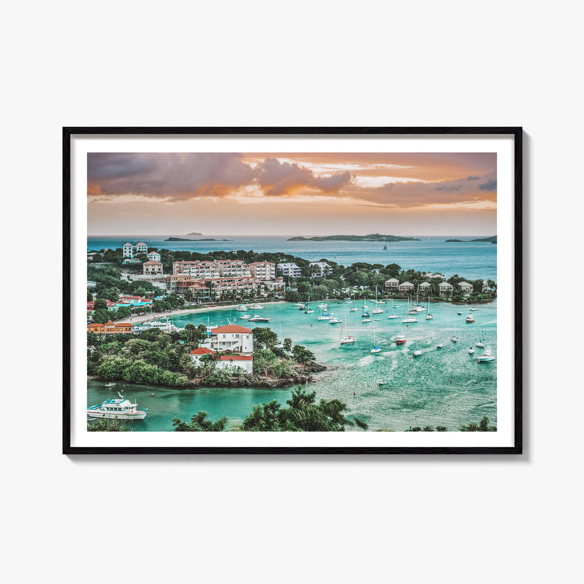 Saint Thomas colorful photo poster of United States Virgin Islands – horizontal wall art, unframed print shown in interior mo