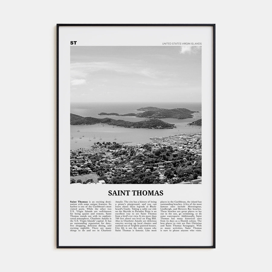 Saint Thomas Poster Black Metal / 8x12 in Nbourhood Travel B&W Poster