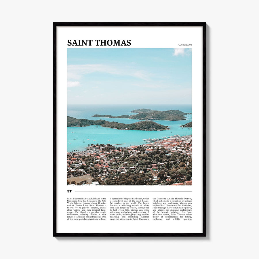 Saint Thomas Travel Poster, framed poster mockup