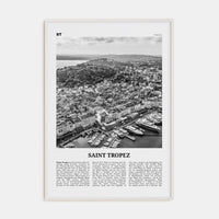 Saint-Tropez Poster White Wood / 8x12 in Nbourhood Travel B&W Poster