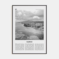 Saipan Poster Black Metal / 8x12 in Nbourhood Travel B&W Poster