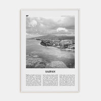 Saipan Poster White Wood / 8x12 in Nbourhood Travel B&W Poster