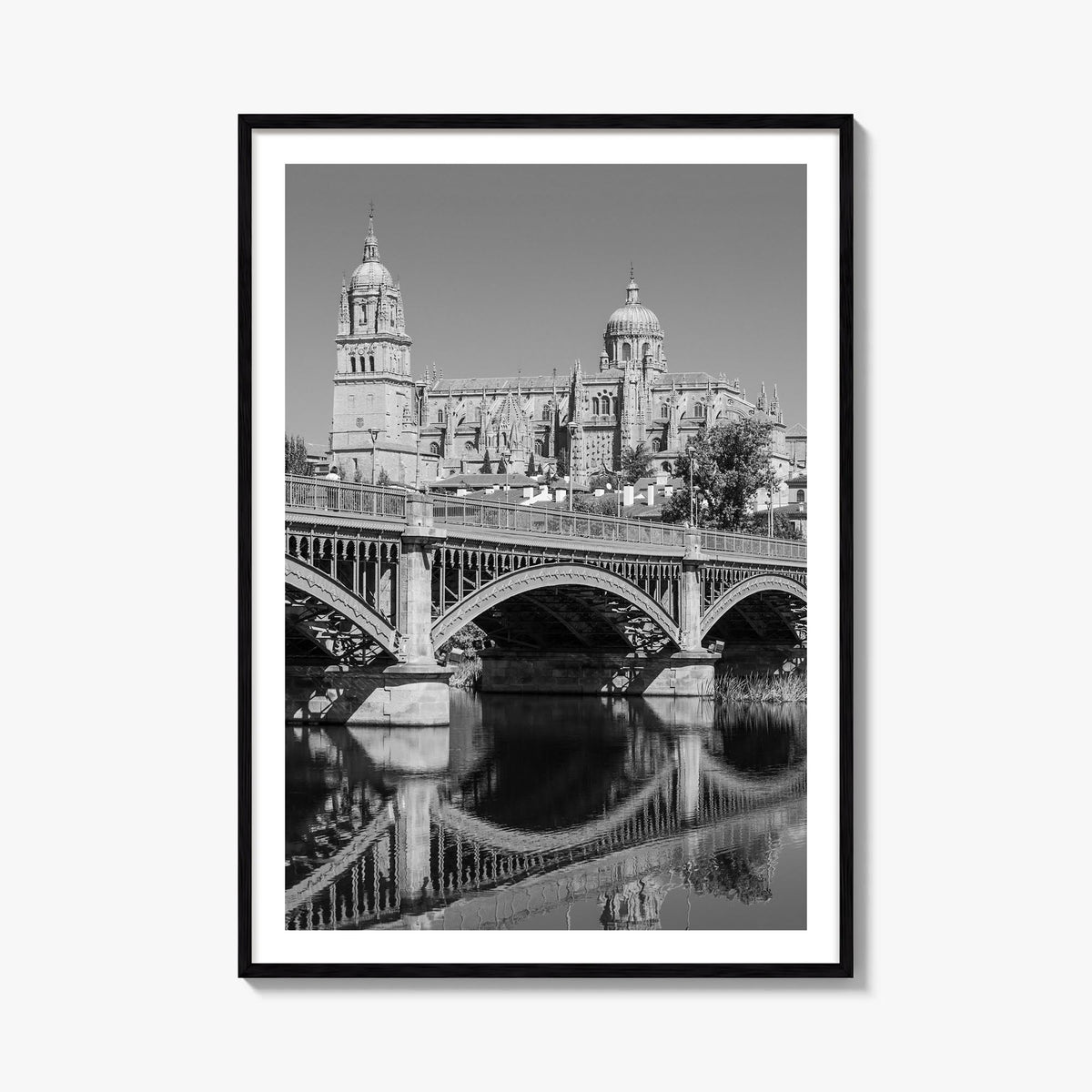 Salamanca black & white photo poster of Spain – vertical wall art, unframed print shown in interior mockup