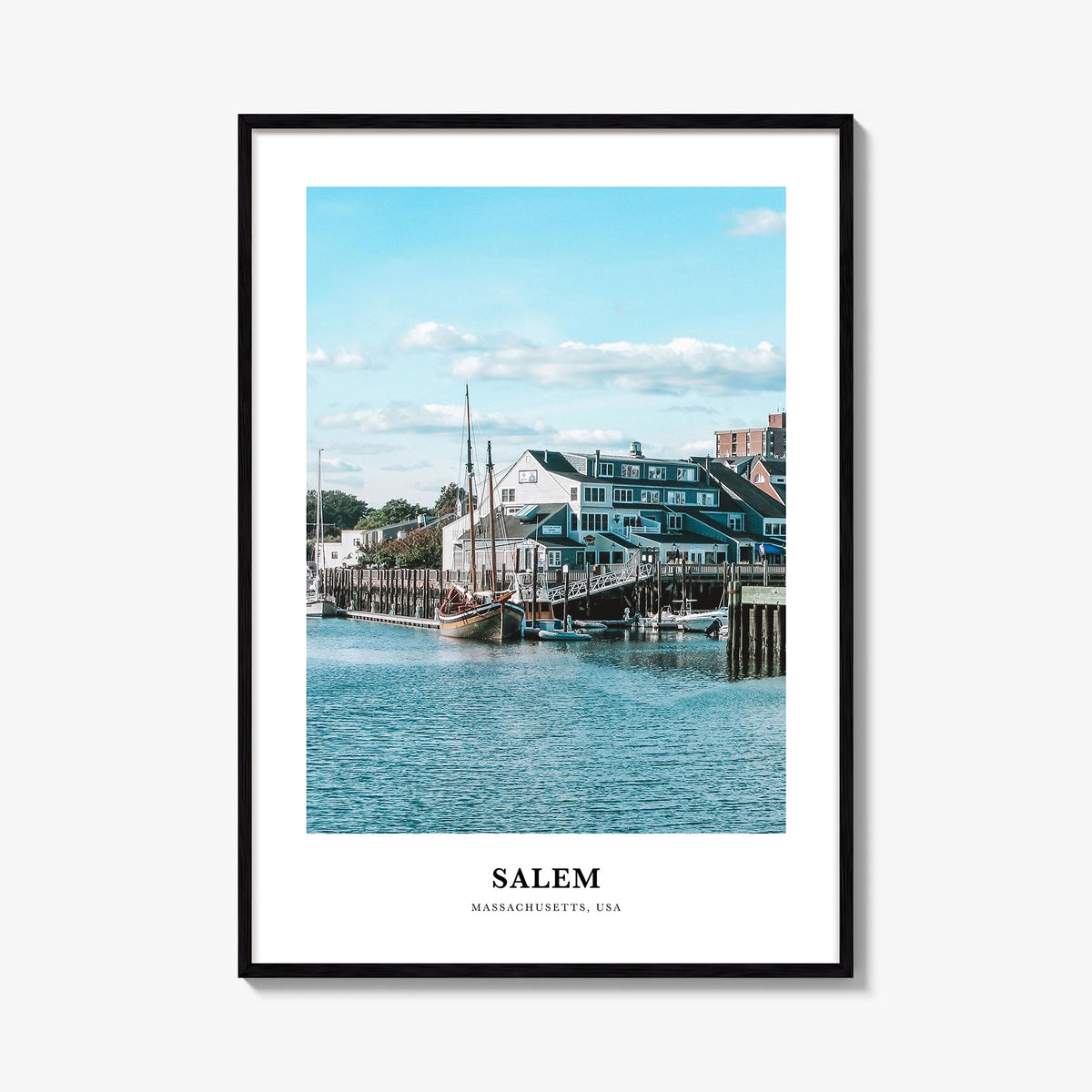 Salem, Massachusetts colorful classic poster of Massachusetts, USA – vertical wall art, unframed print shown in interior mock