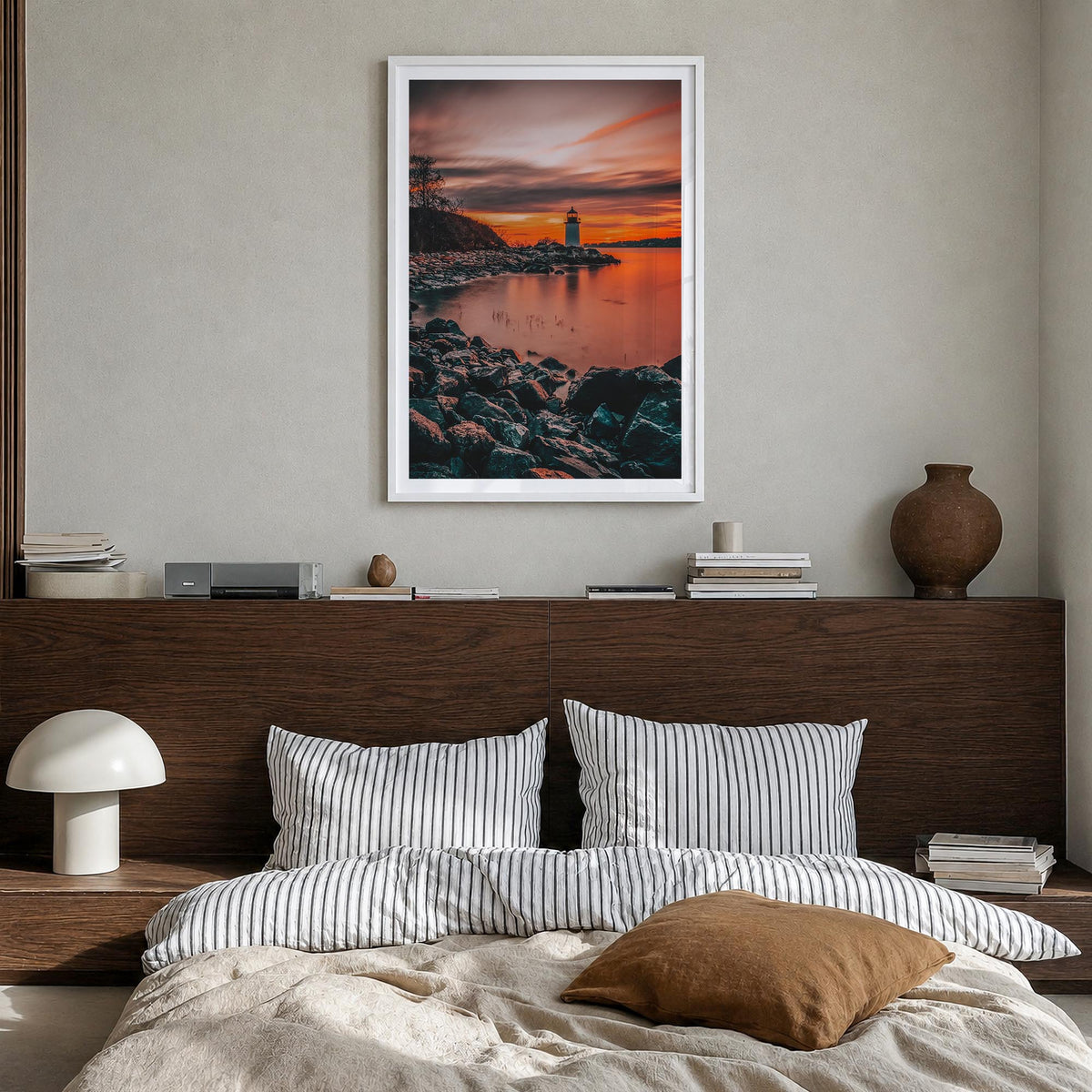 Salem, Massachusetts colorful photo poster of Massachusetts, USA – vertical wall art in white wood frame with white border, h