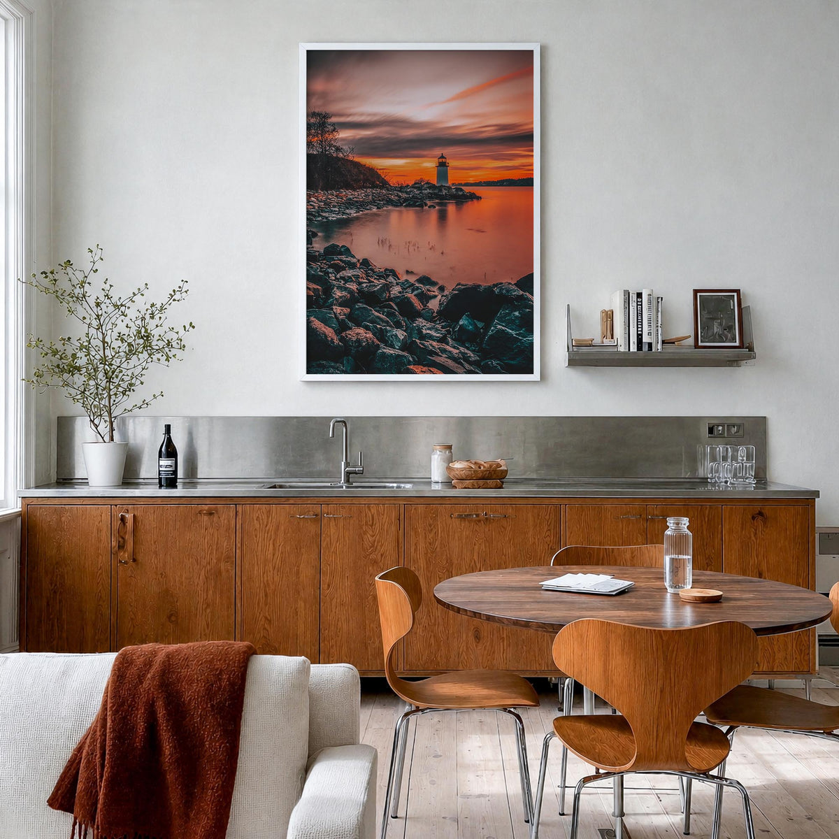 Salem, Massachusetts colorful photo poster of Massachusetts, USA – vertical wall art in white wood frame, hanging on wall