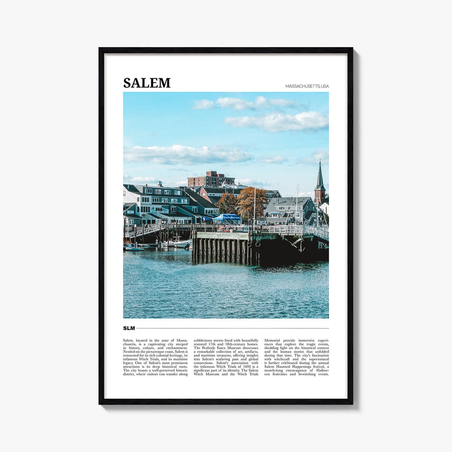 Salem, Massachusetts colorful travel poster of Massachusetts, USA – vertical wall art, unframed print shown in interior mocku
