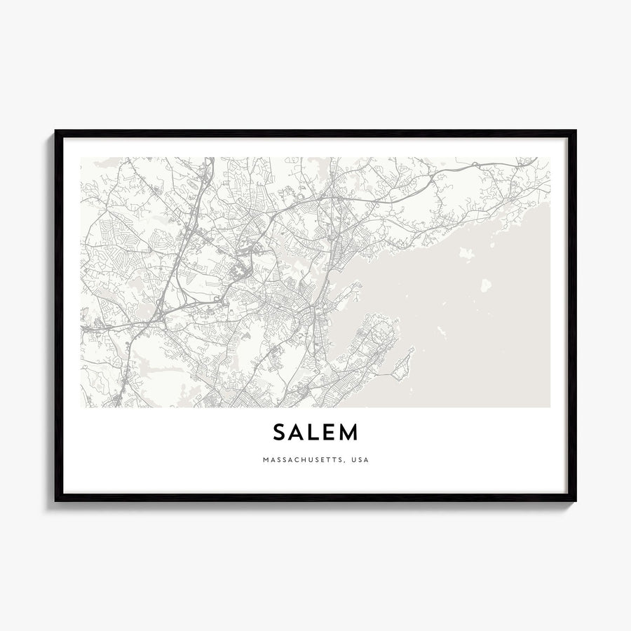 Salem, Massachusetts Map Poster, framed poster mockup