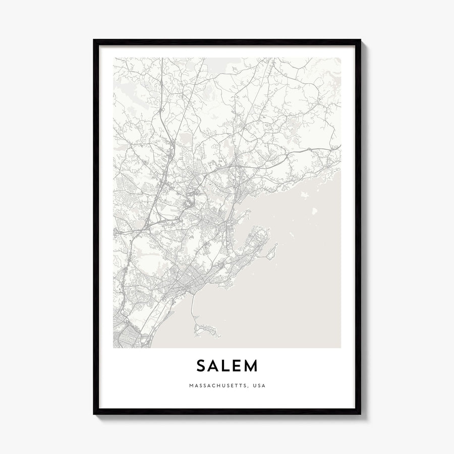 Salem, Massachusetts Map Poster, framed poster mockup